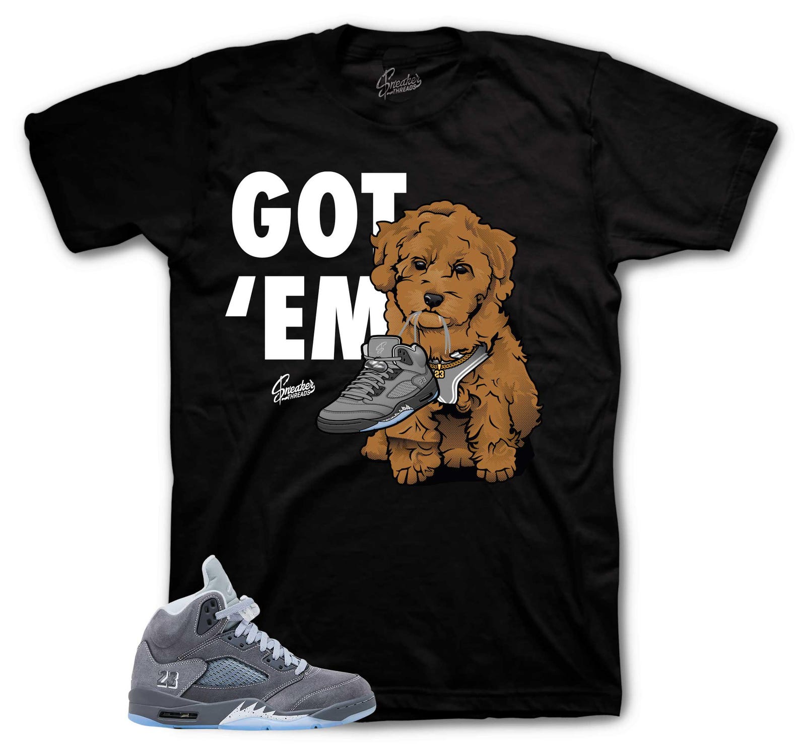 Shirt To Match Retro 5 Wolf Grey AJ5 - Copped Em Sneaker Tees L