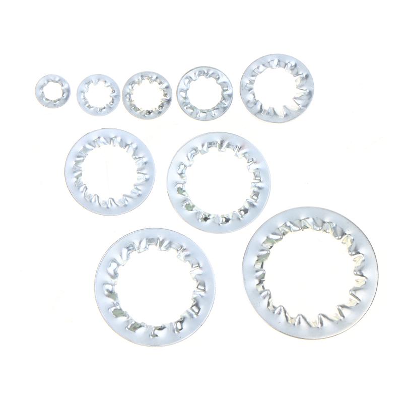 100Pcs M3-M16 Galvanized Carbon Steel Internal Toothed Lock Washers for Electrical Equipment Installation Repairs