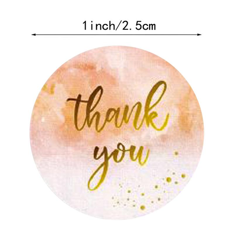 50-500pcs Holiday Wedding Decoration Stickers Thank You Flower Stickers 1inch Round Self-Adhesive Seal Labels