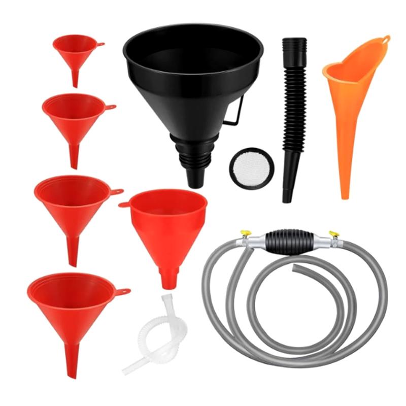 Kunststofftrichter-Set für die Automobilindustrie, Weithals, für Kraftstoff und Öl, Mehrzweck, Flexibel, Rechtwinklig, für Kühlmittel und Motoröl