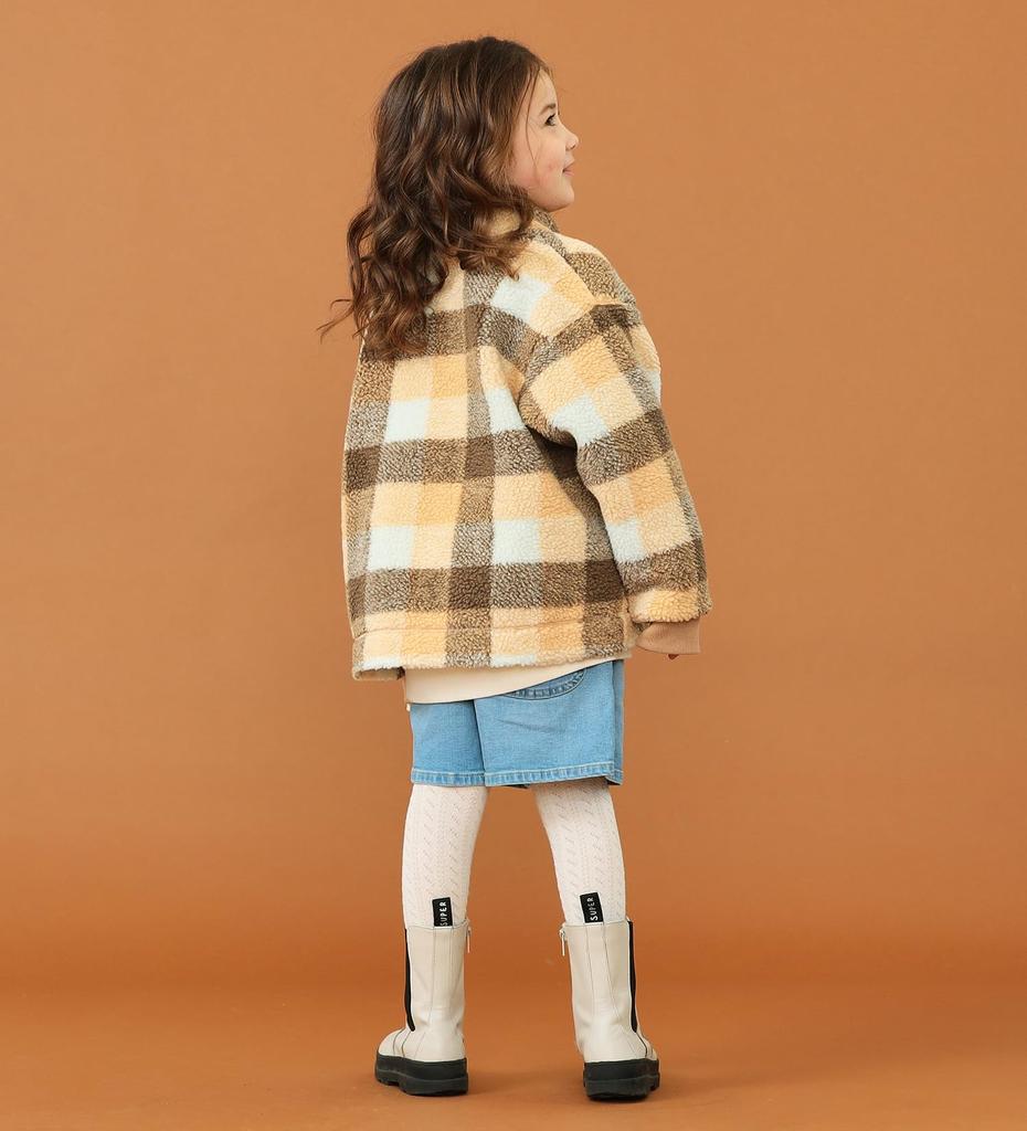 Lee Soft Touch Boa Beige Sizes Jacket, Kids' Check, 110cm-150cm