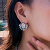 Retro Light Luxury Elegant Exquisite Shining Colored Diamond-Encrusted Earrings Feminine Temperament Socialite Zircon Stud Earrings