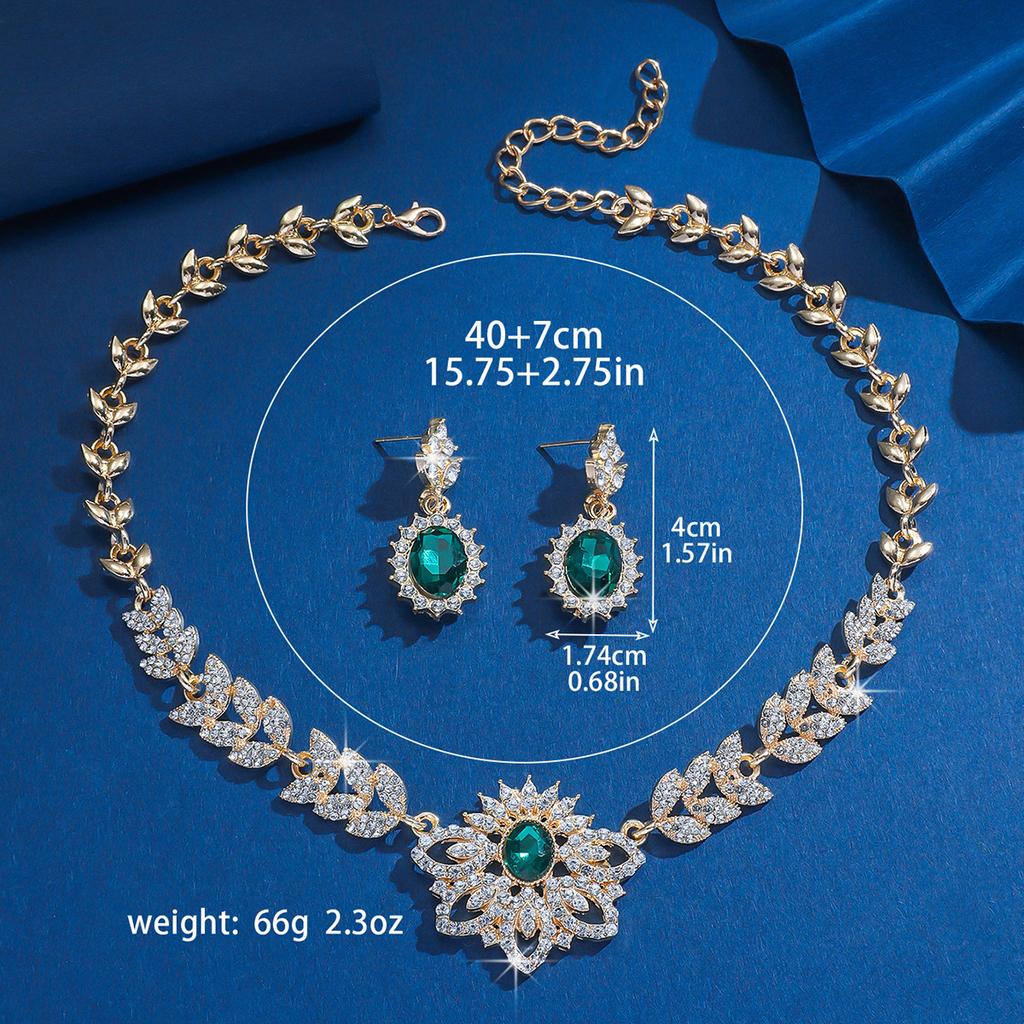Women's Geometric Rhinestone Necklace Earring Set for Parties Holiday Gifts