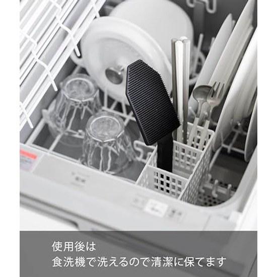 Yamazaki Magnet Handle Silicone Sponge Black Tower 1886 Approximately W6D19.5H6.5cm Dishwasher Safe Floating Storage Pre-wash Kitchen Brush