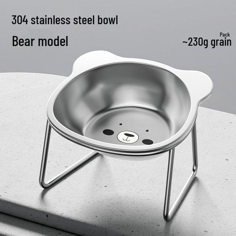 Elevated Stainless Steel Anti-tip Cat & Dog Feeder Bowl