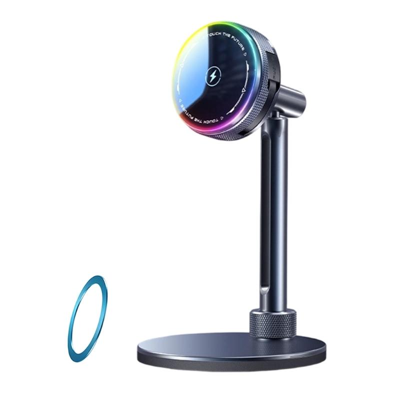 15W Wireless Fast Charging Stand Bracket for Phone 17 16 Aluminum Construction Desktop 360 Degree Rotating Phone Stand