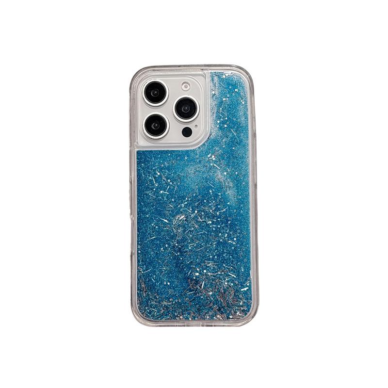 

Blue Dynamic Sand Bright Quicksand for iPhone 16 15 14 Case Cover 16 Pro Max Carcasa Women Glitter Phone Shell Hard Coque Fundas for iphone 16ProMax