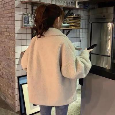 Einfarbige Damenjacke, stilvoller Umlegekragen, Wintermantel mit Taschen, dickes Fleece für Damen, einreihig, für draußen
