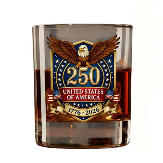 America 250th Anniversary Glass We The People Whiskey Glass Liquor Bourbon Cocktail Glass Patriotic Gift for Father's Day or Veterans