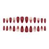 Christmas Wine Red False Nail For Formal Event Sculpted 3D Flower Comfortable Almond Shape Artificial Nail