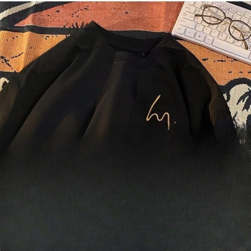 

Basketball Sports Shirt Korean Campus College Style Couple Casual Loose Fitting Size 8XL Minimalist Lines Print T-shirt 4XL