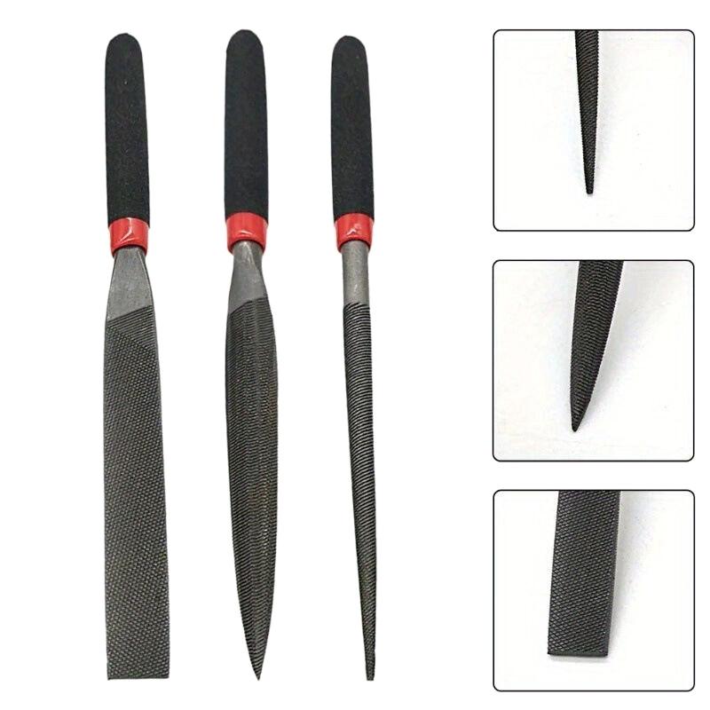 3Pcs Small Steel Files Needle Flat File For Stone Glass Metal Carving Craft Needle Filing Woodworking Hand Tool Sets