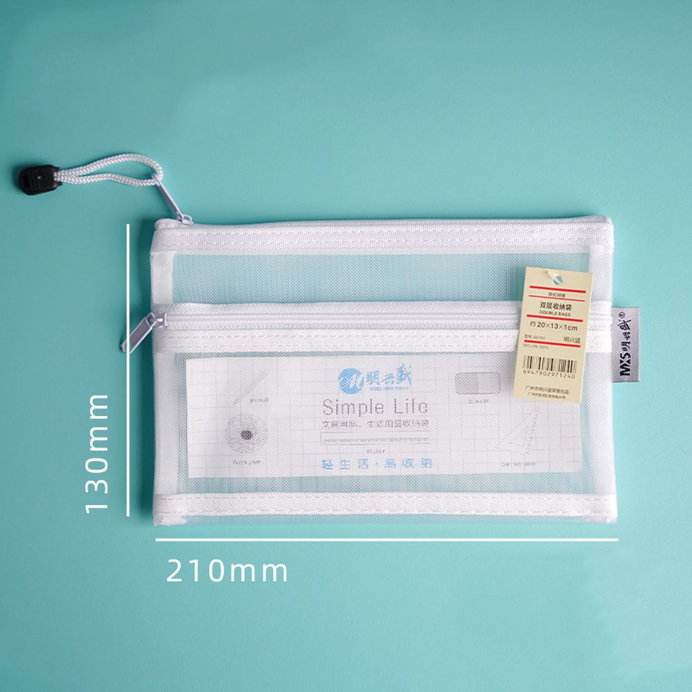 Pencil Case File Folder School Stationery Supplies Cosmetic Storage Bag Double Mesh Pencil Bag