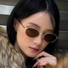 Women's glasses, new fashionable oval metal sunglasses, men's and women's outdoor sunglasses