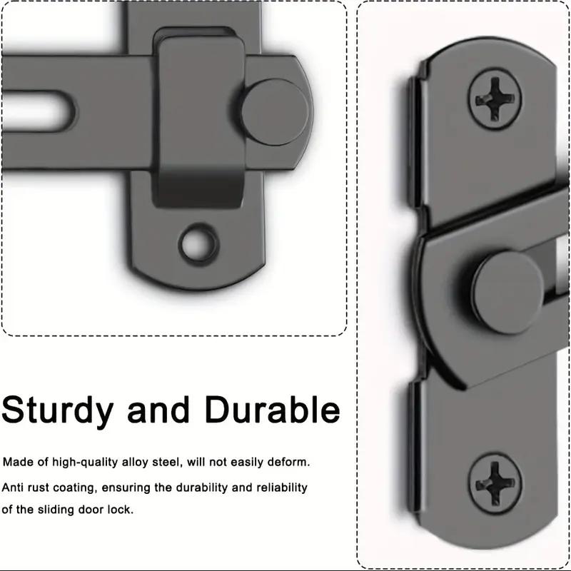 Pestillo de puerta corrediza de granero, pestillo para cerradura, pestillos de puerta de acero inoxidable negro mate, pestillo abatible, pestillo de seguridad para puerta, cerradura
