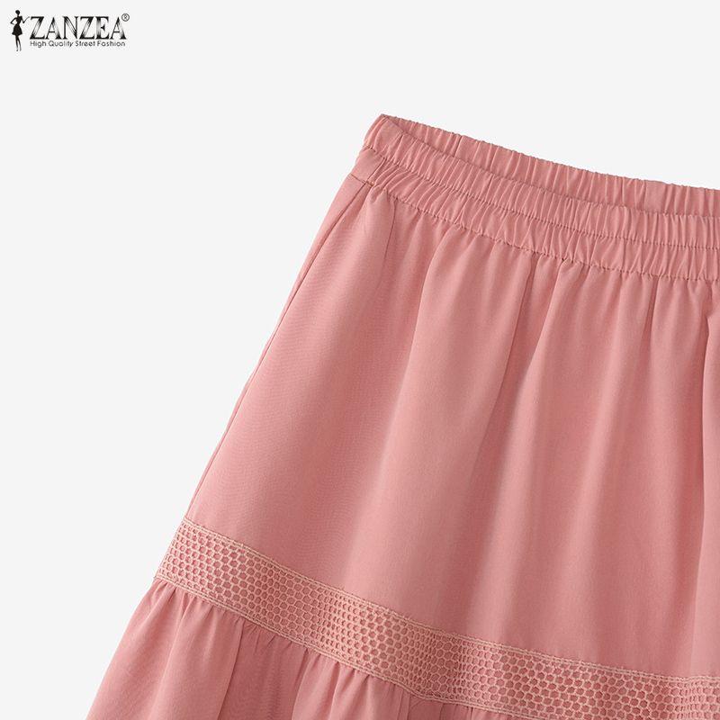 ZANZEA Damskie luźne, długie spódnice w pasie na co dzień