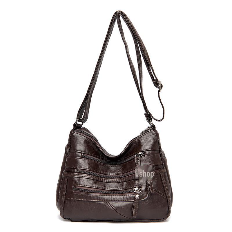 Women's 2021 Trendy Soft Leather Shoulder Bag - Large Capacity, All-Match, Middle-Aged Messenger Style