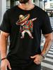 Unisex Cotton Crew Neck T Shirt Dabbing Mexican Unisex Sombrero Poncho Cartoon Print Fiesta Culture Casual Short Sleeve Male Daily Top