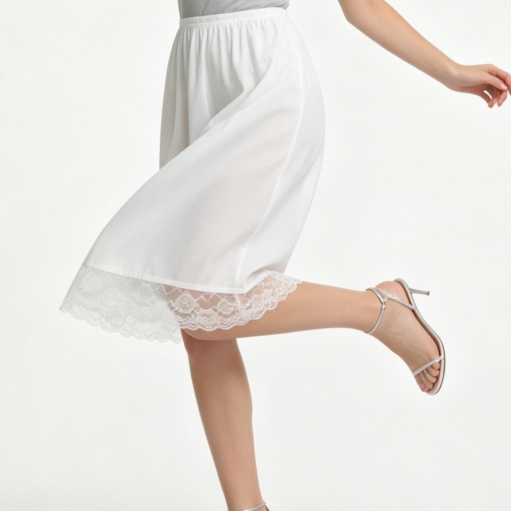 Women's Fashion Slip Dress Anti-Exposure Inner Lining Petticoat French Lace Elegant Lightweight Zeriluna
