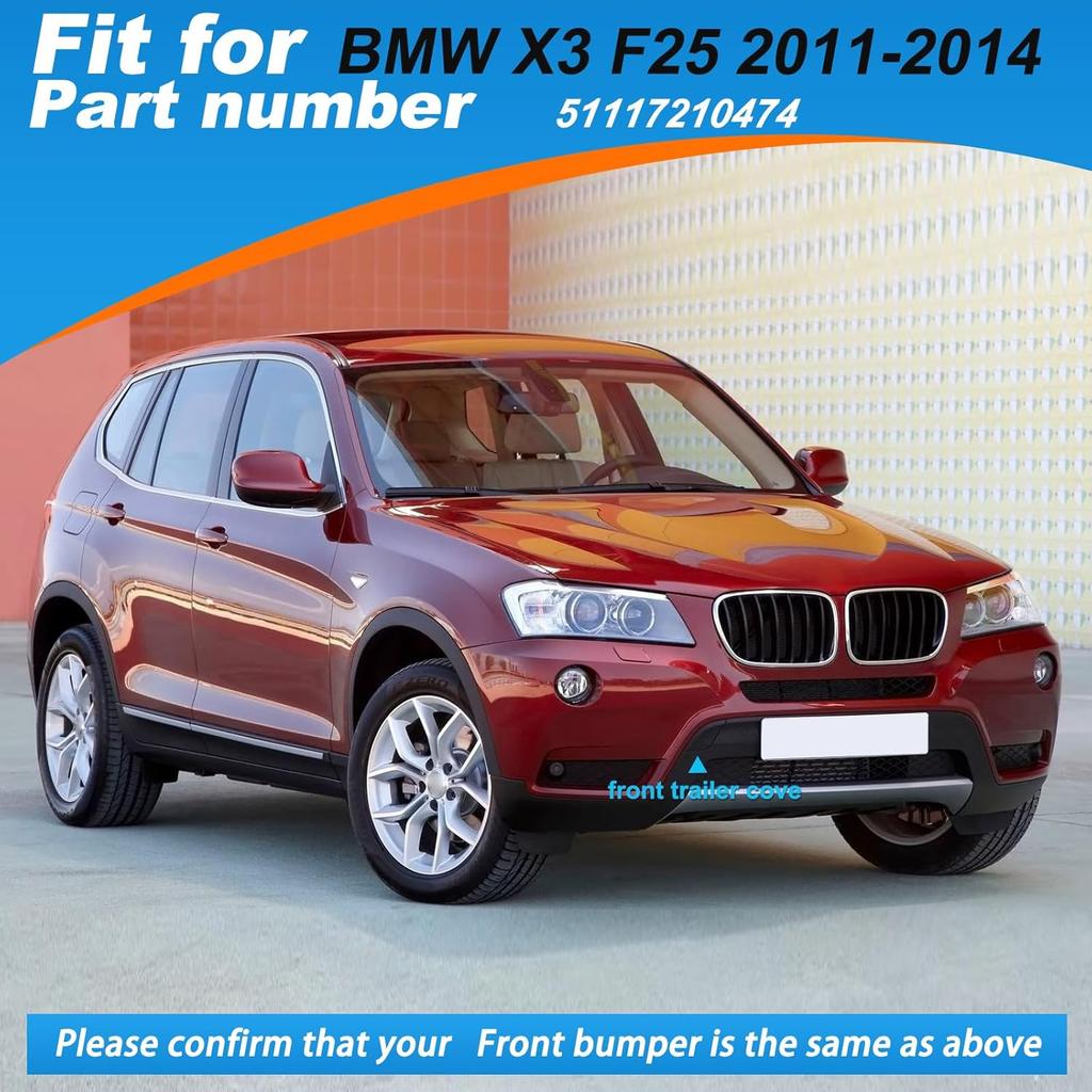 Front Bumper Tow Hook Cover Cap Towing Eye Fit for BMW X3 F25 20112012 2013 2014 51117210474 Trailer Cover (Matte Black, Right Passenger Side)