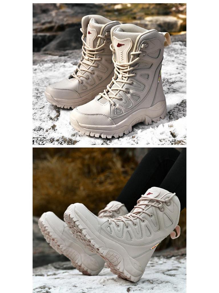 Unisex wysokie zimowe buty trekkingowe - ciepłe, modne, duże rozmiary śniegowców