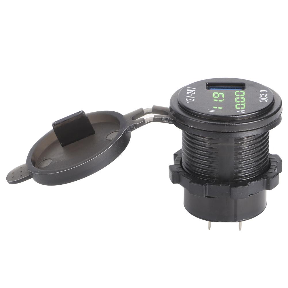 

3В1 Автомобильное зарядное устройство USB 3.0 с цифровым вольтметром и амперметром для мониторинга быстрой зарядки для PhoneGreen