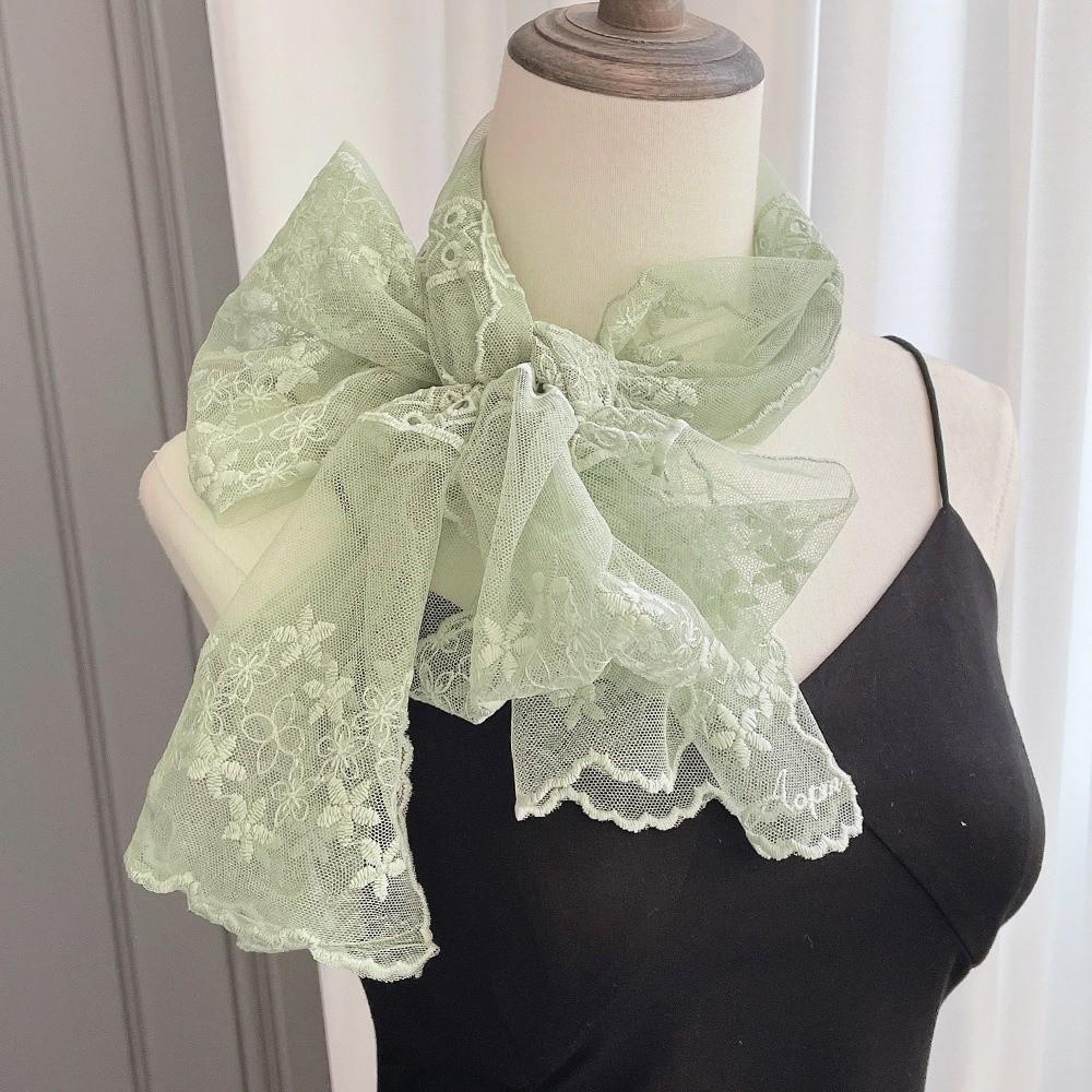Solid Color Travel Sun Protection Scarf Embroidered Flower Decorative Shawl for Women Girl