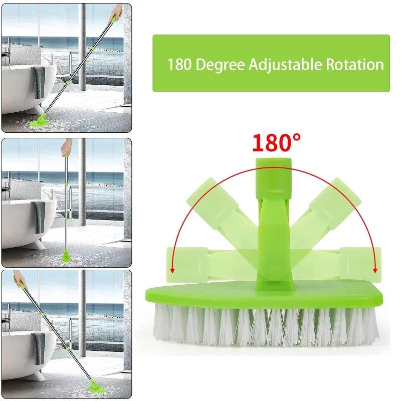 Retractable Long Handle Triangle Brush Multifunctional Floor Bathroom Cleaning Brush Sponge Brush Kitchen Supplies Cleaning Tools