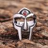 Punk Vintage Stainless Steel MF DOOM Mask Rings With Red Stone Fashion Fingers Jewelry For Men Women Party Amulet Jewelry Gifts