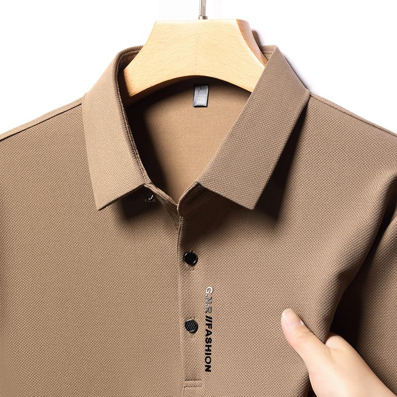 Pánské ležérní tričko s dlouhým rukávem a odznakem, jednobarevné, módní, prodyšné, pohodlné a všestranné