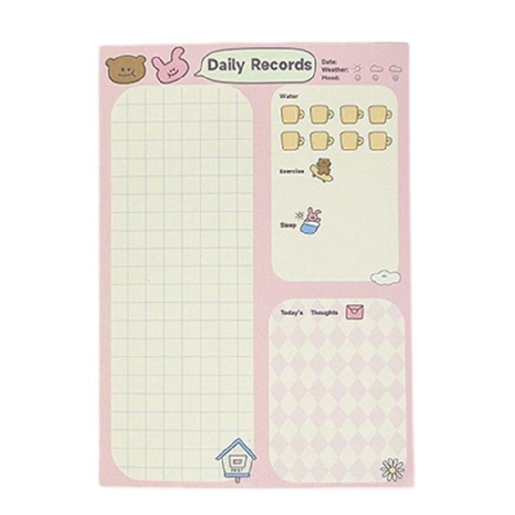 100 Sheets Self-Adhesive Sticky Notes A 6 Rabbits Weekly Plan Animal Memo Pad School Office Supplies for Student