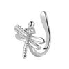 Delicate Dragonfly Charm No Piercing Ear Cuff Single Shiny Inlaid Ornament Minimalist Cartilage Ear Jewelry for Women Daily Party Decor