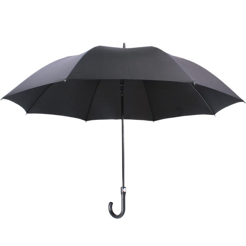 Extra Large Black Retro Men's Umbrella with Long Straight Hook Handle and Blank Logo
