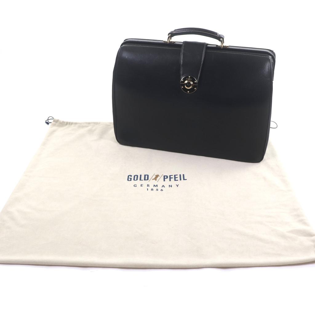 Great GOLD PFEIL Briefcase Lockable doctor bag/Dulles bag black leather mens Used