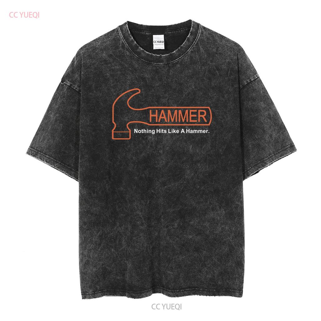 Hammer Bowling Logo Mens Black T Shirt Size S 5XL Long or Short Sleeves Vintage Washed Casual Graphic Streetwear Unisex