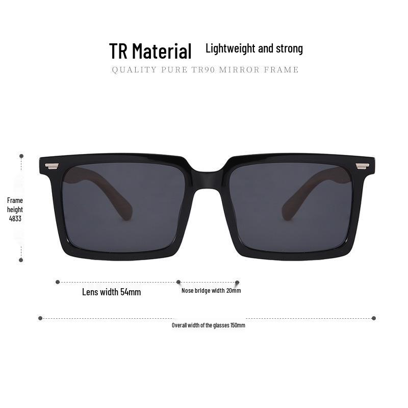 High-End Retro Square Sunglasses with UV Protection & Wood Grain Legs for Men & Women
