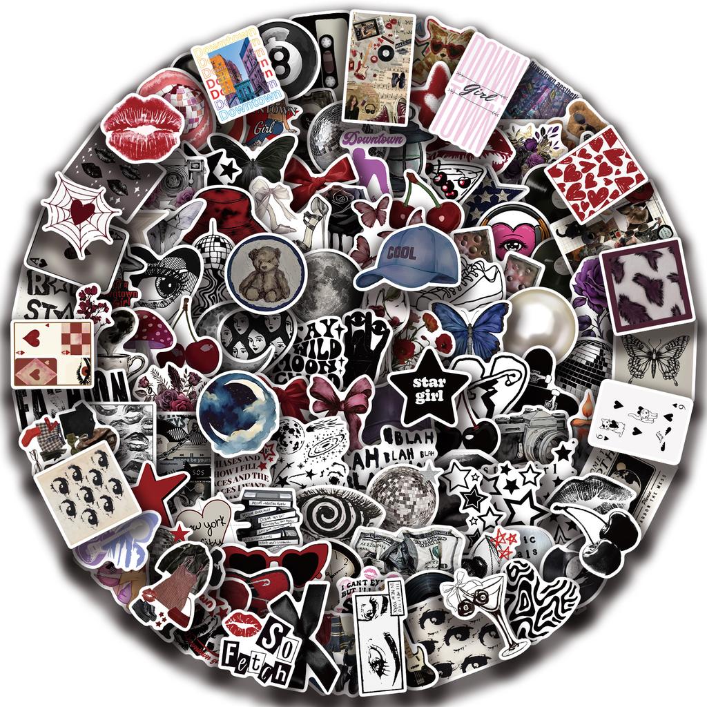 50/100/150PCS Retro Downtown Girls Aesthetics Cartoon Graffiti Stickers Phone Guitar Laptop Suitcase Waterproof Sticker Kids Toy