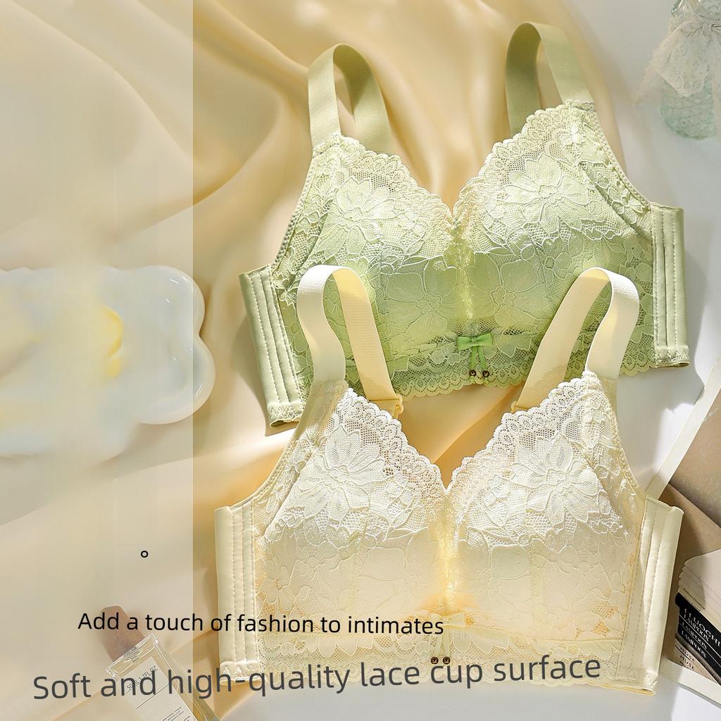 Female Spring and Autumn Lace Small Breasts Show Large Close Pair of Anti Sagging Traceless Underwear