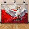 Royal Eagle Crown Tapestry, Red White Oil Painting Style Background Cloth, Aesthetic Wall Decor for Home