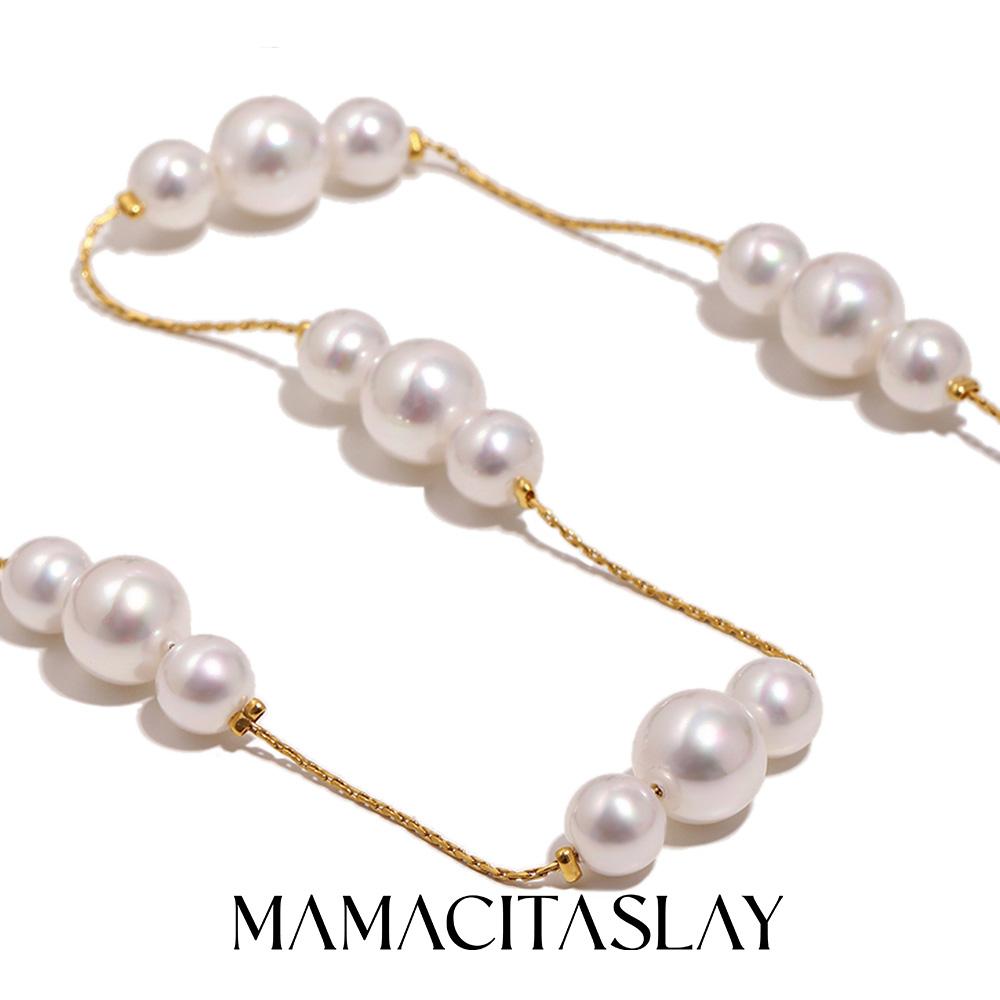 MamacitaSlay 316L Stainless Steel  Pearl Pendant Necklace 18K Gold Plated Waterproof Jewelry For Women 2026 Summer Beach Gifts
