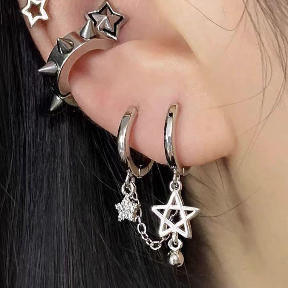 Star Ear Bone Chain Alloy Bone Nail Trendy Piercing Earrings  Girls