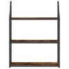 Wall Shelf with 3 Shelves Smoked Oak Finish 60 X 21 X 78.5 Cm Wood Based Material