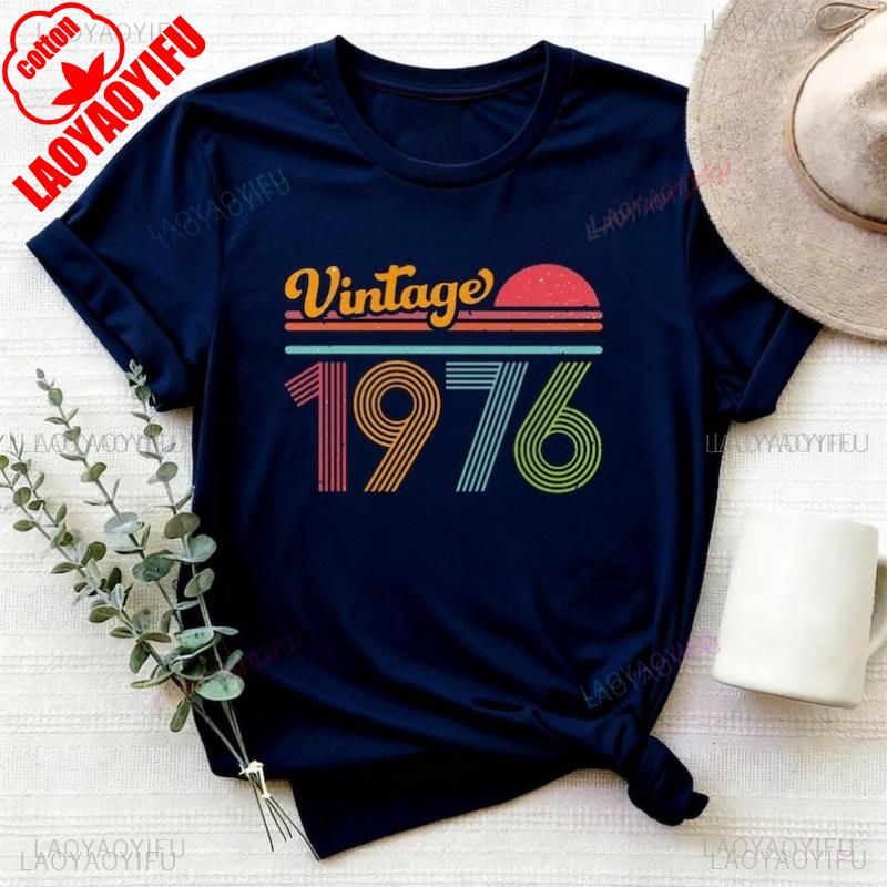Προσαρμοσμένο 50ο Limited Edition Vintage Δώρο Γενεθλίων Υψηλής Ποιότητας Βαμβακερό Μπλουζάκι Έτος 1976 Unisex Street Fashion Hipster Κοντομάνικο