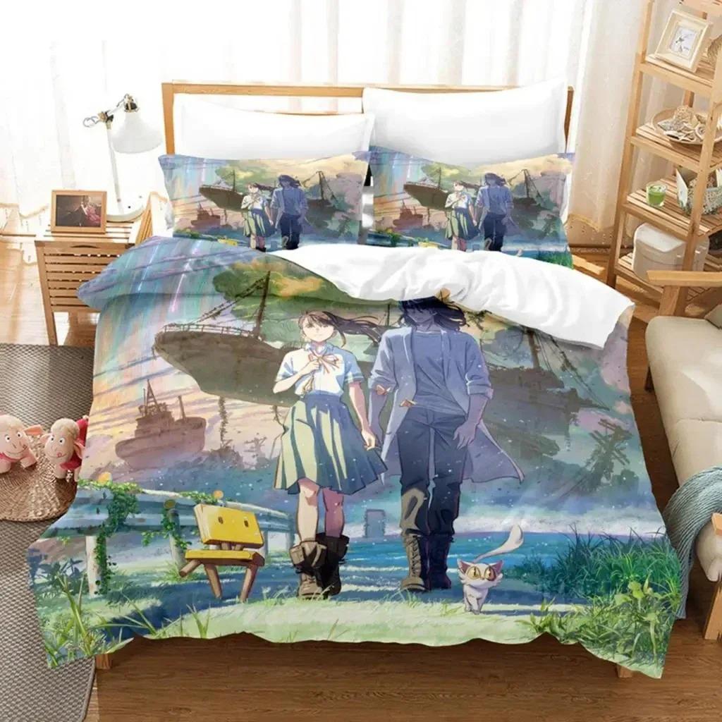Anime Movie Suzume No Tojimari Bedding Set Boys Girls Twin Queen Size Duvet Cover Pillowcase Bed Kids Adult Home Textile