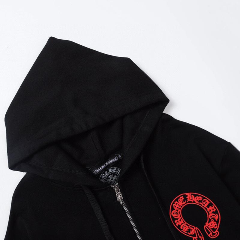 831 CHROME HEARTS 2025 Autumn and Winter New Plus Size Classic Style Logo Zipper Hooded Sweatshirt, Suitable for Couples To Wear