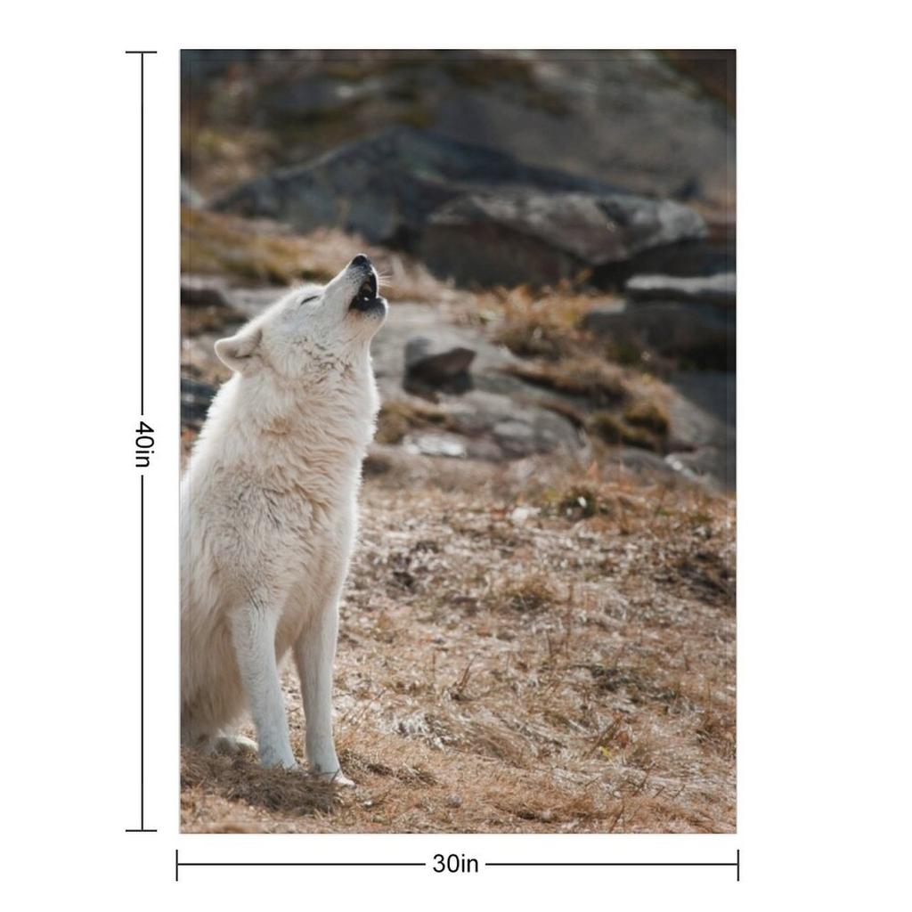 Howling Arctic Wolf Throw Blanket Giant Sofa Flannel Fabric Sofa Throw Cute Plaid Blankets