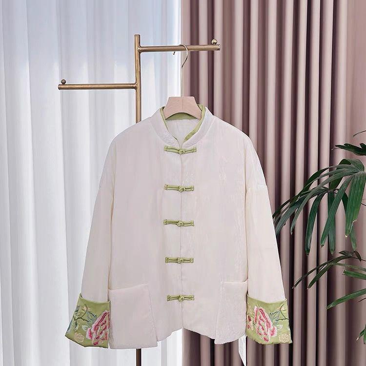 Jacket Thickened Retro Style Buckle Improved Tang Suit Standing Jacket Winter