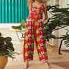 Women's Casual Loose Jumpsuit Christmas Print Wide Leg Jumpsuit Sleeveless With Pockets