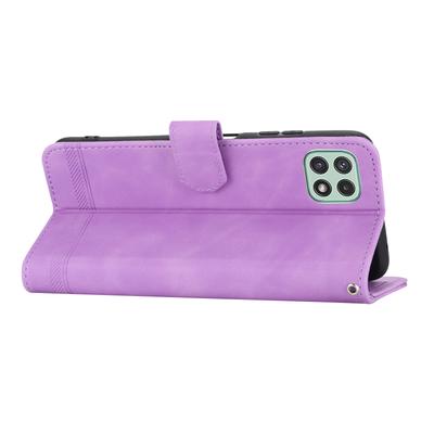 DIERFENG DF-03 Etui z podstawką na telefon dla Samsunga Galaxy A22 5G (Wersja UE),Pokrowiec na portfel ze skóry PU z wytłoczonymi liniami