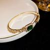 Gold Plated Zircon Titanium Steel Korean Minimalist Bangle | Versatile High-End Bracelet for Women